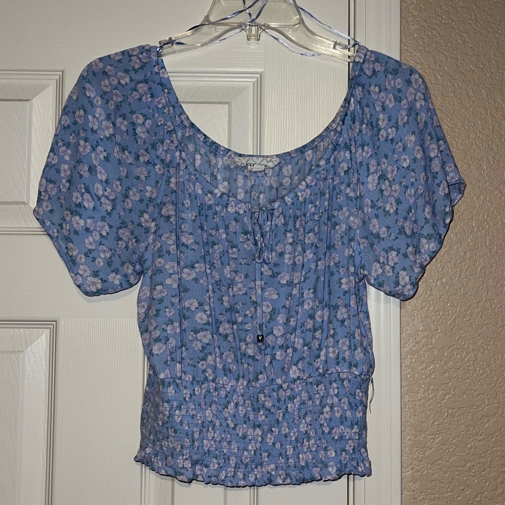 Blue floral blouse